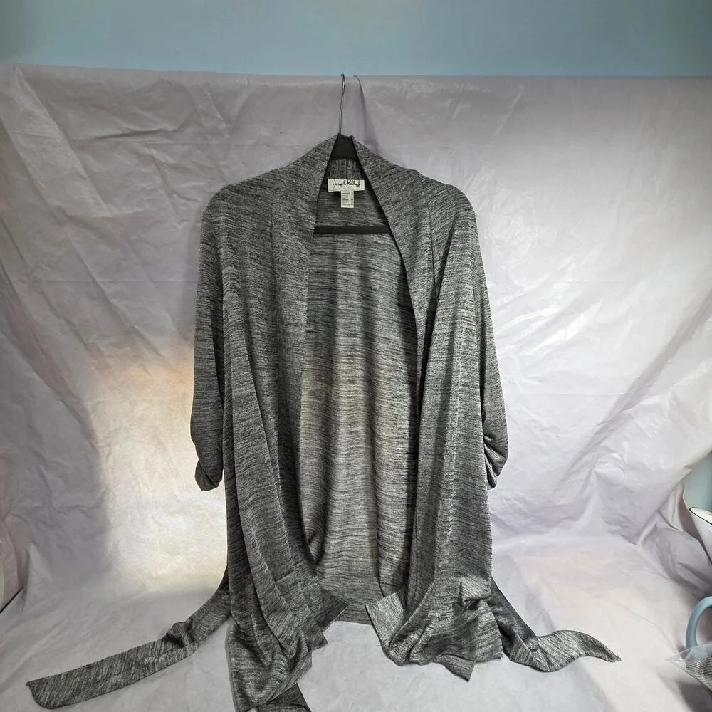 Joseph‎ Ribkoff Open Front Draped Cardigan Grey Heathered Size 16 Casual